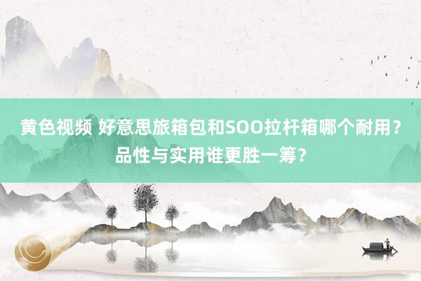 黄色视频 好意思旅箱包和SOO拉杆箱哪个耐用？品性与实用谁更胜一筹？